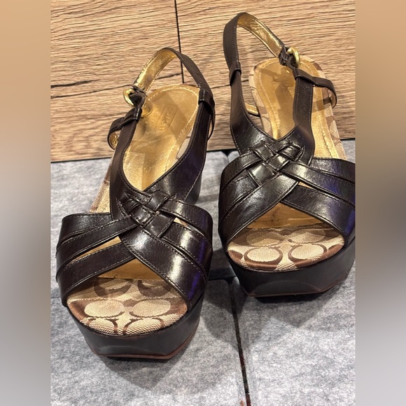 π€π€ Coach Mollie Platform Wedge Sandals - Brownπ€ π€ - Picture 3 of 7
